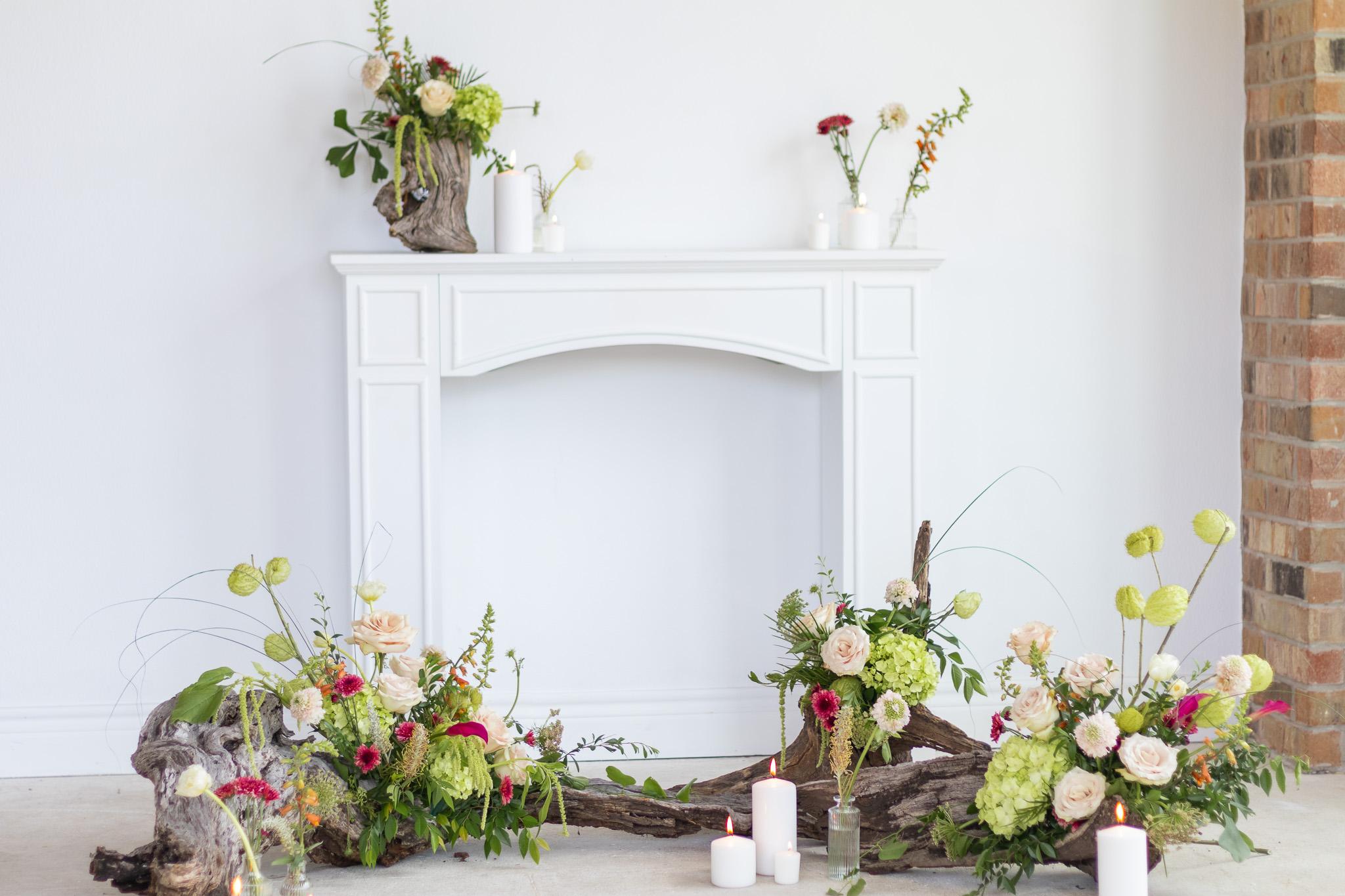 Mantel floral overview from Carter's brand shoot