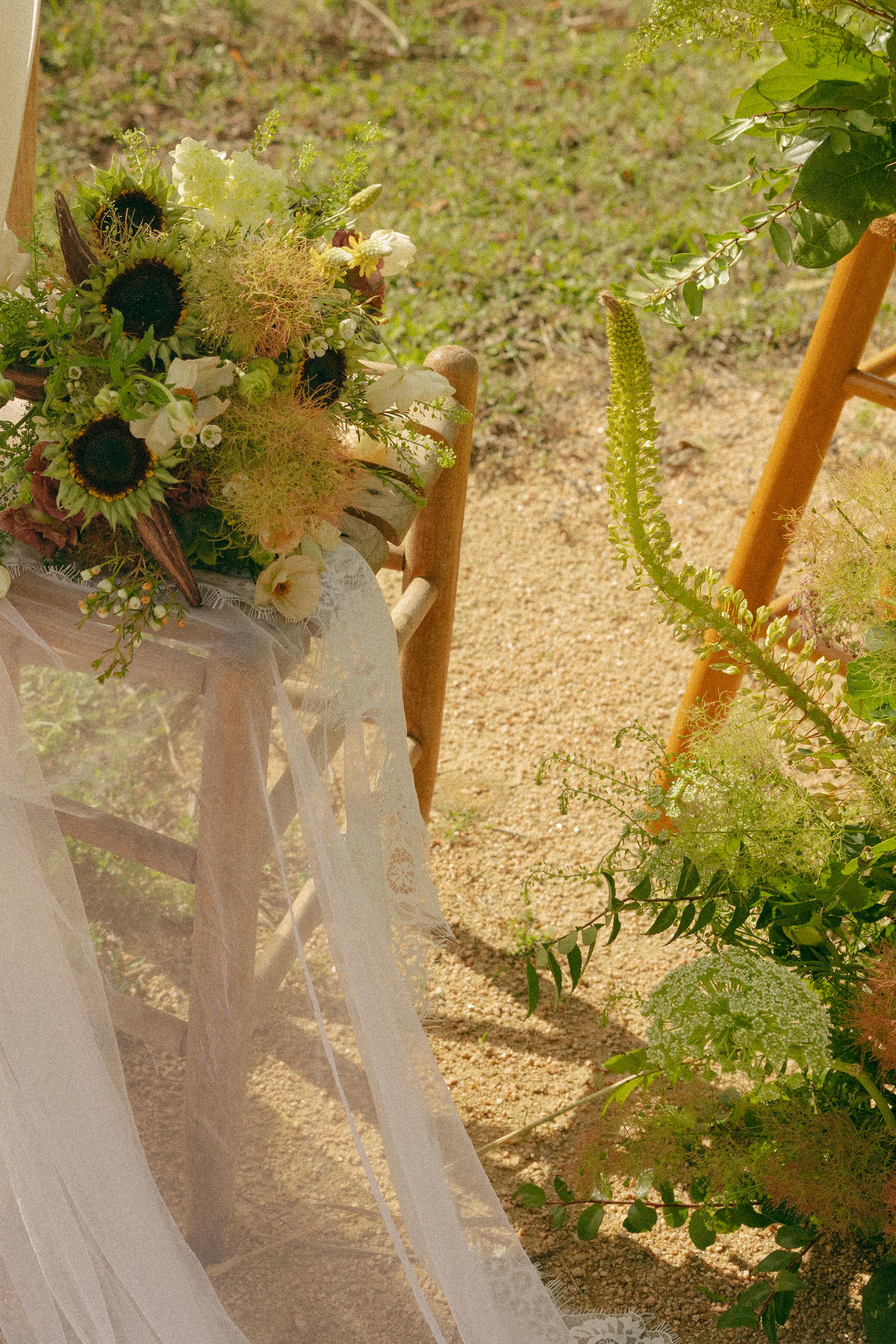 Close-up of western lace and bouquet